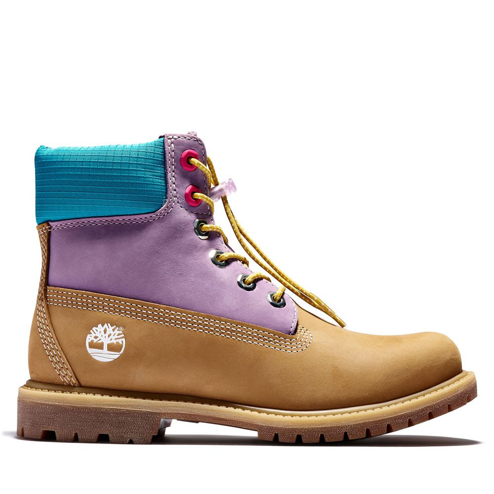 Botas 6-Inch Timberland Argentina Mujer - 6-Inch Premium Waterproof - Marrones/Moradas - TOJWUD-670